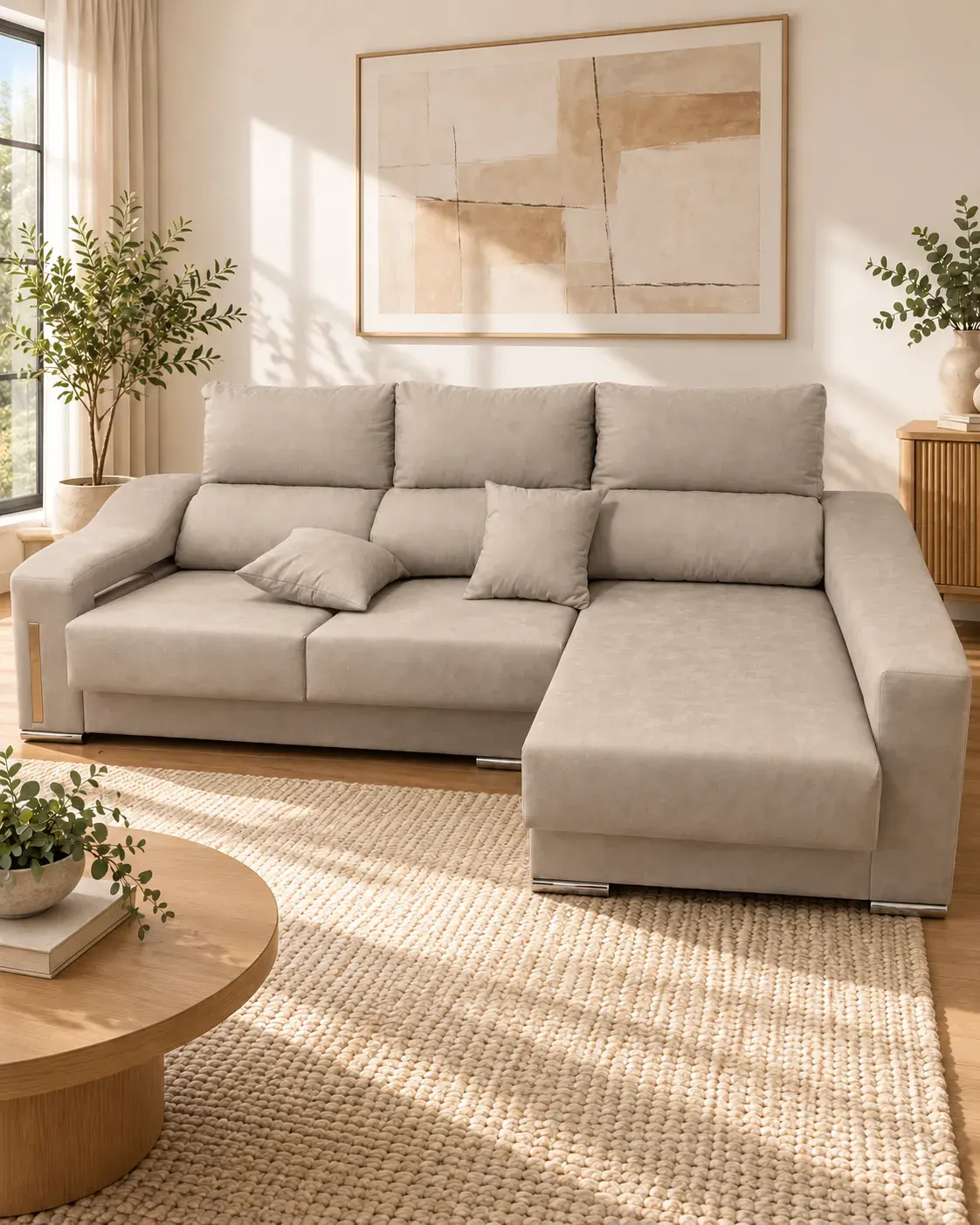 Sofá Chaiselongue Monaco | Reclinable con Puffs