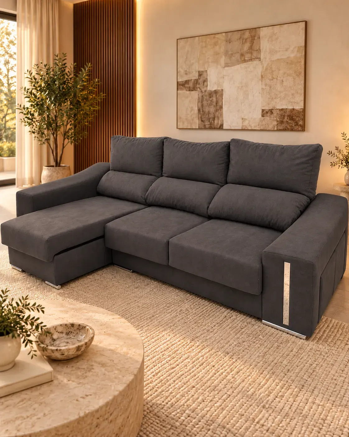 Sofá Chaiselongue Monaco | Reclinable con Puffs
