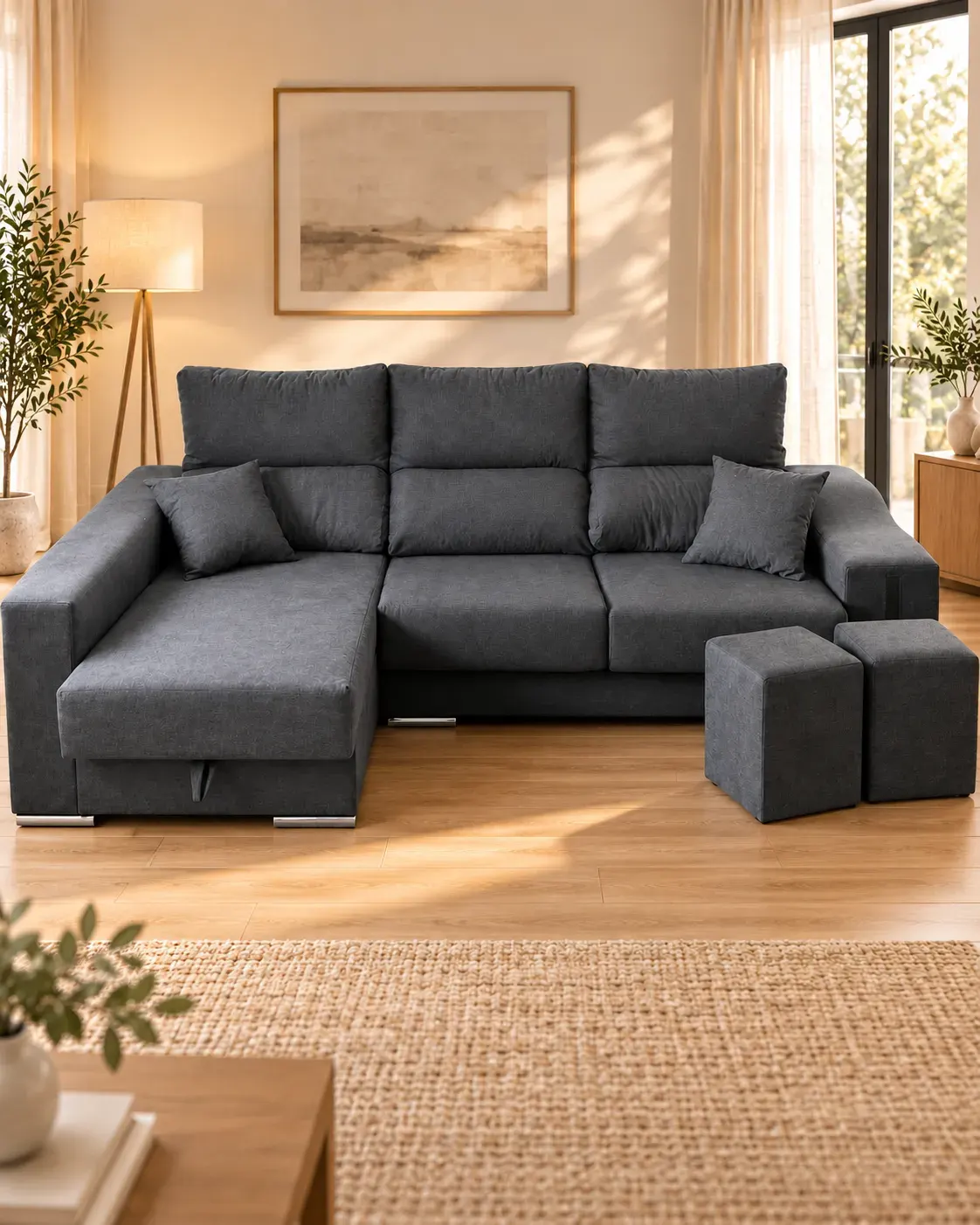 Sofá Chaiselongue Monaco | Reclinable con Puffs