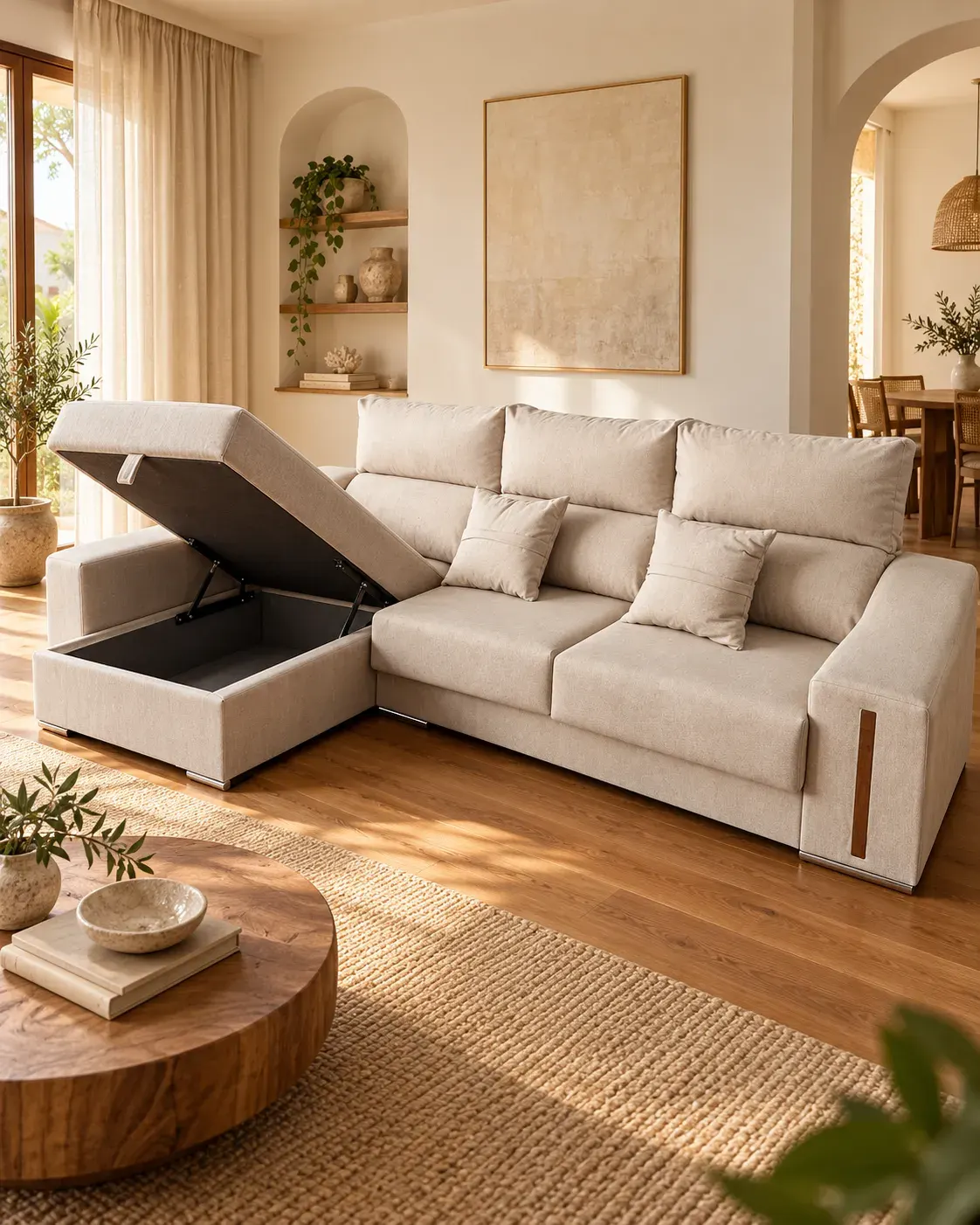 Sofá Chaiselongue Monaco | Reclinable con Puffs